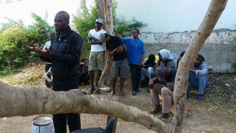 Some of the migrants on hunger strike. Copyright: Tunisian forum for economic and social rights (FTDES)