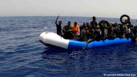 Migrants rescued by the crew of Sea-Eye 4 on July 8 | Photo: Leonard Müller / Sea-Eye Organization