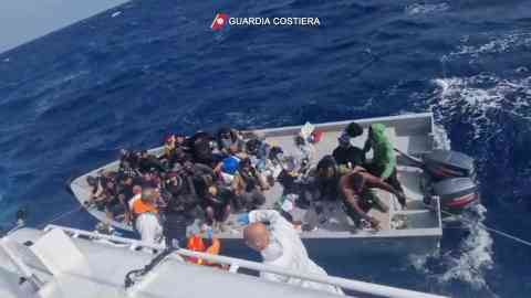 The Italian coast guard rescues 37 people in a small wooden boat on April 10, 2024 | Photo: ANSA / Guardia Costiera press office