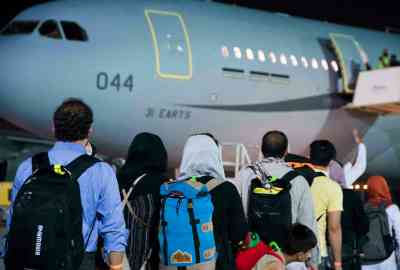From file: Afghans waiting to board an evacuation flight of the French Army in Abu Dhabi, August 24 2021 | Photo: © Army handout via AP 