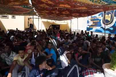 From file: Migrants at the Njila detention center near the airport in Tripoli, Libya, in 2020 | Photo: EPA/STR