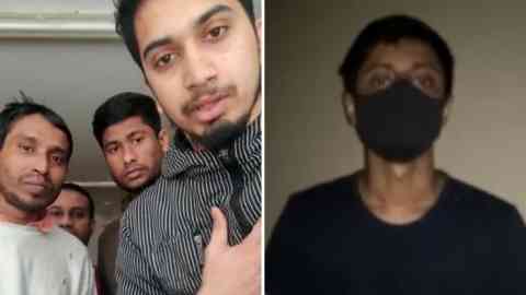 Taher Ahmed (pictured on the right), Riadh Malik (left side in the front) and other Bangladeshi migrants detained in Ukraine urge for help to rescue them, speaking on camera | Source: Private