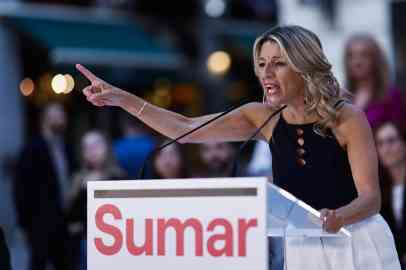 Spanish Deputy Prime Minister Yolanda Diaz at the kick-off event of Sumar's campaign for the European elections in Madrid, May 23, 2024 | Photo: Rodrigo Jimenez / EPA