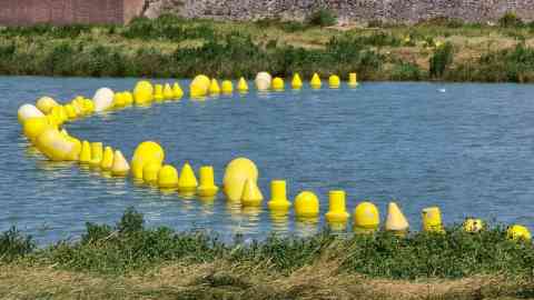 The installation of buoys are intended to act as roadblocks to smugglers and are monitored by drones. Photo: Auberge des migrants / X