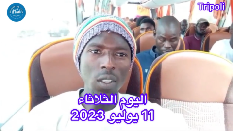 A screenshot from a video posted on Refugees in Libya shows some of the group of 220 on their way out of Ain Zara detention center | Source: Refugees in Libya Twitter page @RefugeesinLibya