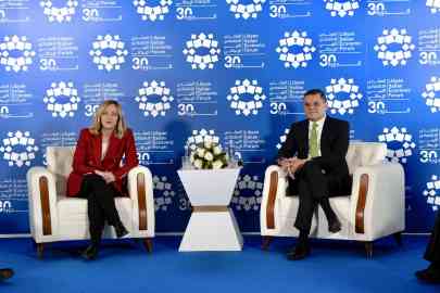 Premier Giorgia Meloni and Libyan Prime Minister Abdul Hamid Mohammed Dbeibeh at the Business Forum Italy-Libya, in Tripoli, on October 29, 2024 | Photo: ANSA/ FILIPPO ATTILI - PALAZZO CHIGI PRESS OFFICE