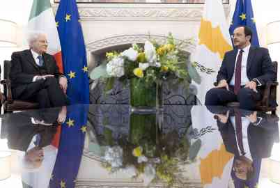  Italian President,Sergio Mattarella and his counterpart from Cyprus, Nikos Christodoulides, during talks in Nicosia, on February 26, 2024 | Photo: ANSA / US QUIRINALE /Paolo Giandotti