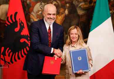 Italy's prime minister Giorgia Meloni meeting Albania's prime minister Edi Rama at Chigi Palace in Rome | File photo: ANSA / Giuseppe Lami