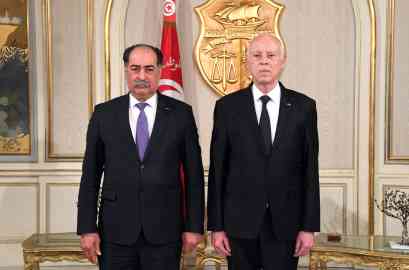 From file: President Kais Saied (R) with Interior Minister Kamal Feki (L) | Photo: ARCHIVE/EPA/TUNISIAN PRESIDENCY