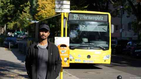 Dulaj Madhushan was trained as a bus driver in Sri Lanka, but he can't yet drive a bus in Berlin | Photo: Chris Walshaw / DW