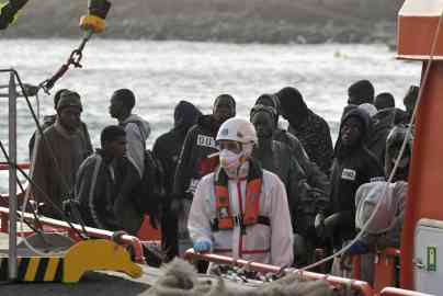 Migrants rescued by the Maritime Rescue vessel Guardamar Talia waiting to disembark in the port of La Restinga, El Hierro, Canary Islands. | Photo: ARCHIVE/ EPA/GERLMERT FINOL