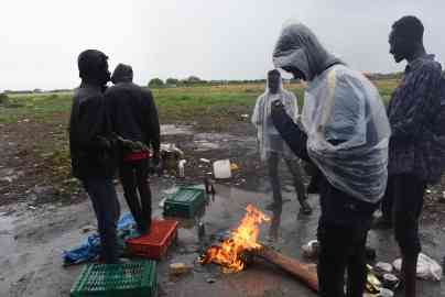 In a camp in Coquelles, near Calais, Sudanese migrants no longer have tents to protect themselves from the rain. | Photo: Mehdi Chebil for InfoMigrants