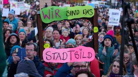 'We are the cityscape': Around 1,000 people demonstrated in Berlin on Sunday in protest at the chancellor's comments | Photo: Annette Riedl/dpa/picture alliance