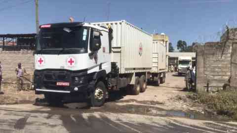 FROM FILE: An ICRC convoy is seen carrying medical and relief supplies in Ethiopia to the Tigray State capital, Mekelle, in 2021 | Photo: ICRC