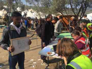 Jazzi* at the registration center in Moria, Lesbos
