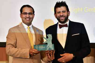 Boreal Light co-founders Hamed Beheshti and Ali Al-Hakim at an award ceremony in Berlin, June 28, 2023 | Photo: Jo Jankowski