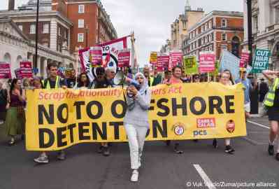 There have been a series of public protests against the Rwanda policy in the UK | Photo: Vuk Valcic/Zuma/picture-alliance