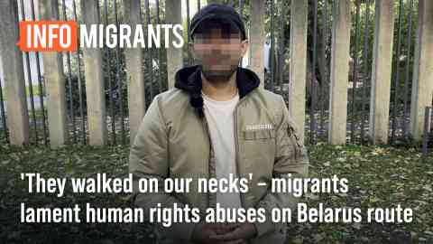 Afghan migrant Faisal Hajib alleges violence at the Latvian border with Belarus | Source: Screenshot InfoMigrants video
