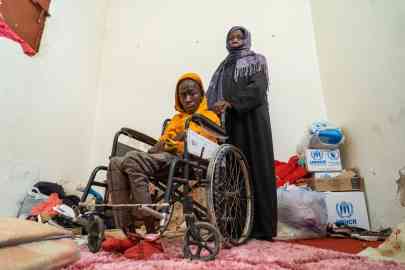 Hawa Selim and her 23-year-old son, Al-Rasheed Daoud in Tripoli | Photo: ANSA