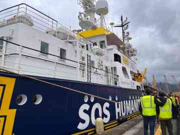 The ship Humanity 1 run by the NGO SOS Humanity at Porto Empedocle, Sicily | Photo: ANSA/ANDREA BONATTI