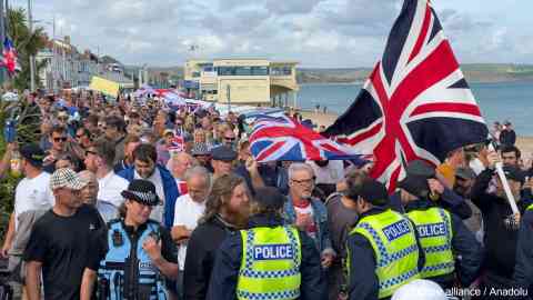 Far-right groups in England protest against Muslim and migrant communities, August 4, 2024 | Photo: picture alliance / Anadolu | Muhammed Yayla