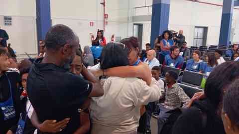 File photo: The arrival at Rome's Fiumicino airport of 49 Syrian refugees with humanitarian corridors, welcomed by volunteers and by the president of the Community of Sant'Egidio, Marco Impagliazzo on May 30, 2024 | Photo:  ANSA / TELENEWS