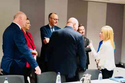 Italian prime minister Giorgia Meloni (R) with some of her European counterparts on the sidelines of the European Council in Brussels | Photo: Filippo Attili / Ufficio Stampa Palazzo Chigi / ANSA