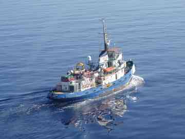 The Mediterranea vessel travelling in the Mediterranean Sea | Photo: Mediterranea Press office