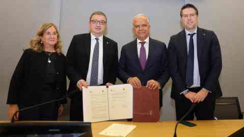 The signature of the agreement between the interior ministry and the autonomous province of Trento to set up the CPR, October 24, 2025 | Photo: Juliet Astafan / Press Office Autonomous Province of Trento