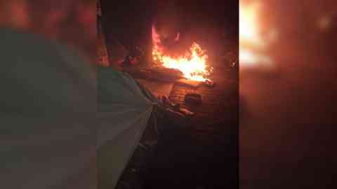 The Delphine Seyrig camp in Paris's 19th arrondissement went up in flames for the first time on the night of January 18 to the 19, 2026 | Photo: Utopia 56