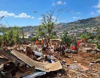 Archive image of a former slum demolition operation in 2021. | Photo: Prefecture of Mayotte