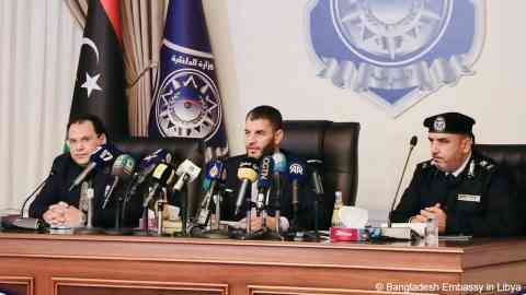 Libya's Interior Minister Imad Trabelsi (c) announces that the government is planning to increase repatriations of migrants in the country irregularly | Photo: Bangladesh Embassy in Libya