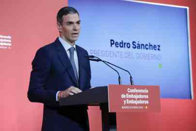 Spain's Prime Minister Pedro Sanchez delivering a speech as he inaugurates the Conference of Ambassadors in Madrid, Spain, 8 January 2026 | Photo: EPA/ZIPI