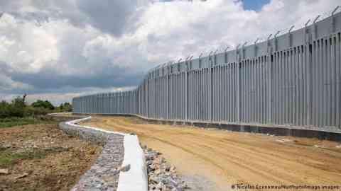 The border fence between Turkey and Greece runs near the wetlands of the Evros River
