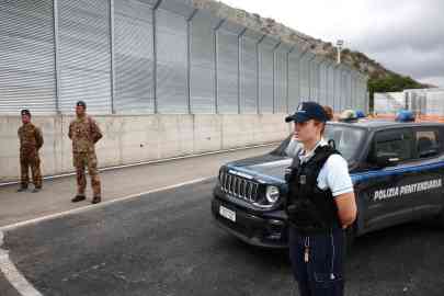 Members of Italian law enforcement are seen at a camp for illegal migrants in Gjader, Albania October 11, 2024 | Photo. Florion Goga / Reuters