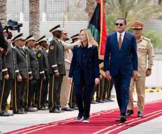 Italy's Prime Minister Giorgia Meloni (L) meets Libyan Prime Minister Dabaiba in Tripoli on May 7 | Photo: Italian government press release