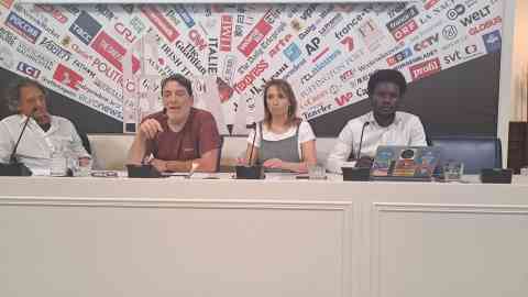 From left to right: Piero Gorza, Andrea Costa, Alice Basiglini and David Yambio. Rome, May 15, 2024 | Photo: ANSA