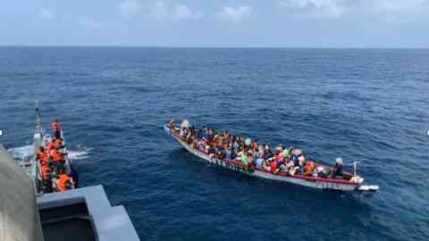 Senegal's Navy shared this image from the interception, highlighting how overcrowded the migrant boat was | Photo: Marine Nationale Senegalaise