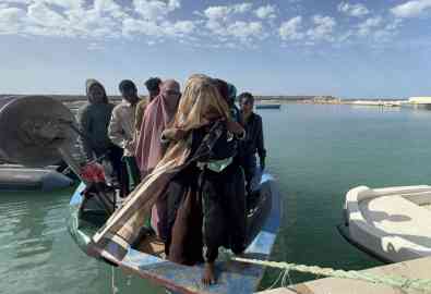 Migrants rescued at sea by the Libyan Coast Guard arrive in the port of Garaboli, east of Tripoli, Libya on 25 April 2023 | Photo: EPA/STRINGER