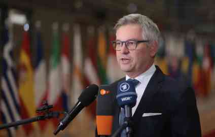 European Commissioner for Internal Affairs and Migration Magnus Brunner speaking to reporters during a European Interior Ministers meeting in Brussels, Belgium, 08 December 2025 | Photo: EPA/OLIVIER HOSLET