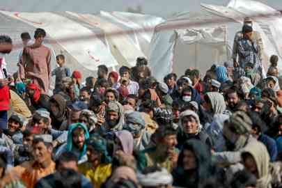 Afghan refugees at the Iran border, August 19, 2021  | Photo distributed by the Iranian Red Crescent/AFP/Mohammad Javazadeh