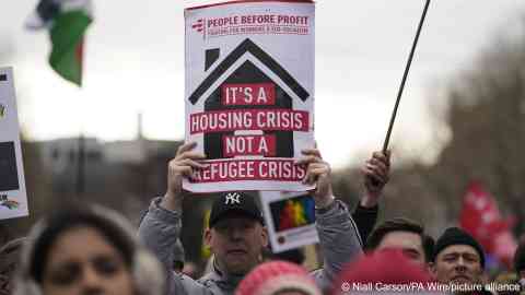 People protested in the Irish capital Dublin in February, 2024, prior to the government announcing its strategy to solve the crisis | Photo: Niall Carson