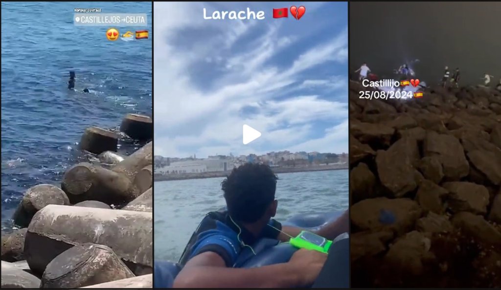 Des jeunes marocains postent leurs traversées vers Ceuta sur TikTok. Crédit : DR