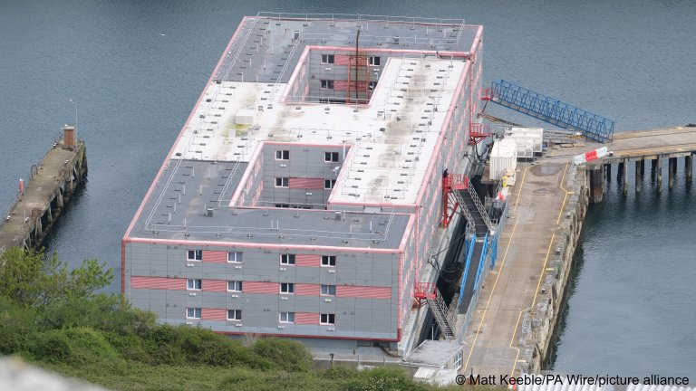 The Bibby Stockholm at Portland Port in Dorset in May, 2024. The last asylum seekers left on November 26, 2024 | Photo: Matt Keeble/ PA Wire / picture alliance
