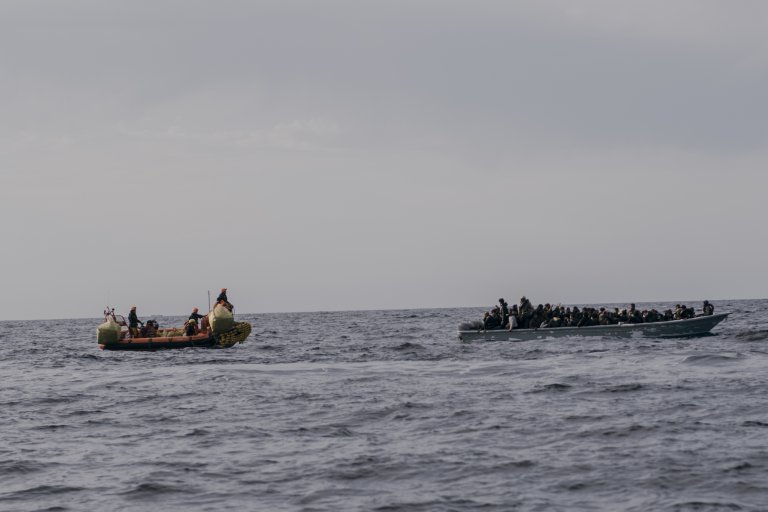 Opération de sauvetage de l'Ocean Viking au large de la Libye, le 26 avril 2025. Crédit : SOS Méditerranée