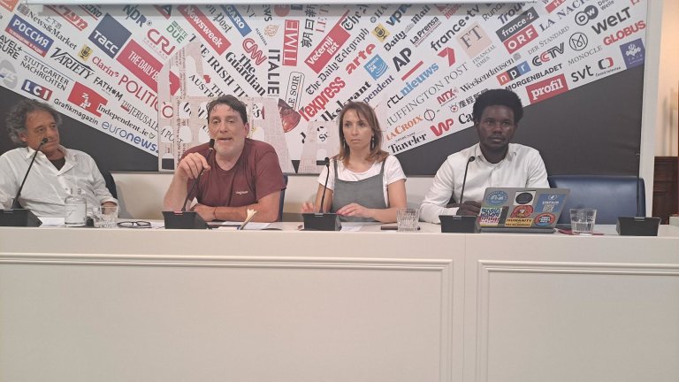 From left to right: Piero Gorza, Andrea Costa, Alice Basiglini and David Yambio. Rome, May 15, 2024 | Photo: ANSA